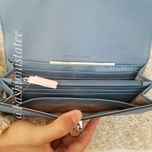 NWT MICHAEL KORS CALLIE CARRYALL WALLET SKY BLUE - Picture 4 of 7